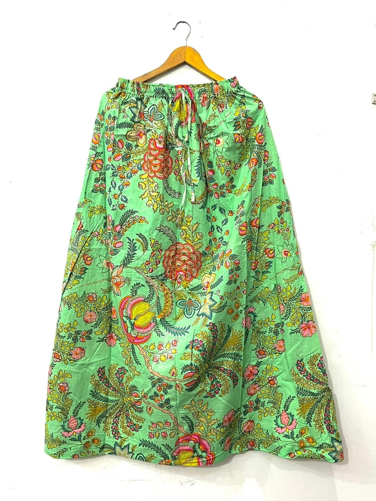Indian Cotton Green Hand Block Floral Skirt Women's Clothing Partywear skirt US