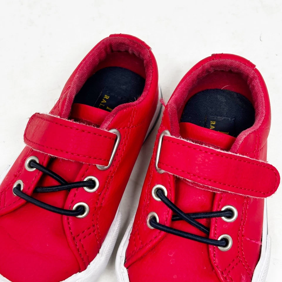 Tênis Polo Ralph Lauren Couro Vermelho Criança Meninos/Meninas Tamanho 5 Gancho e Laço - Imagem 3 de 4