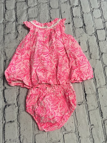 Abito e fiori Lilly Pulitzer Paloma in cotone a bolle per bambini taglia 3/6M - Foto 8 di 11