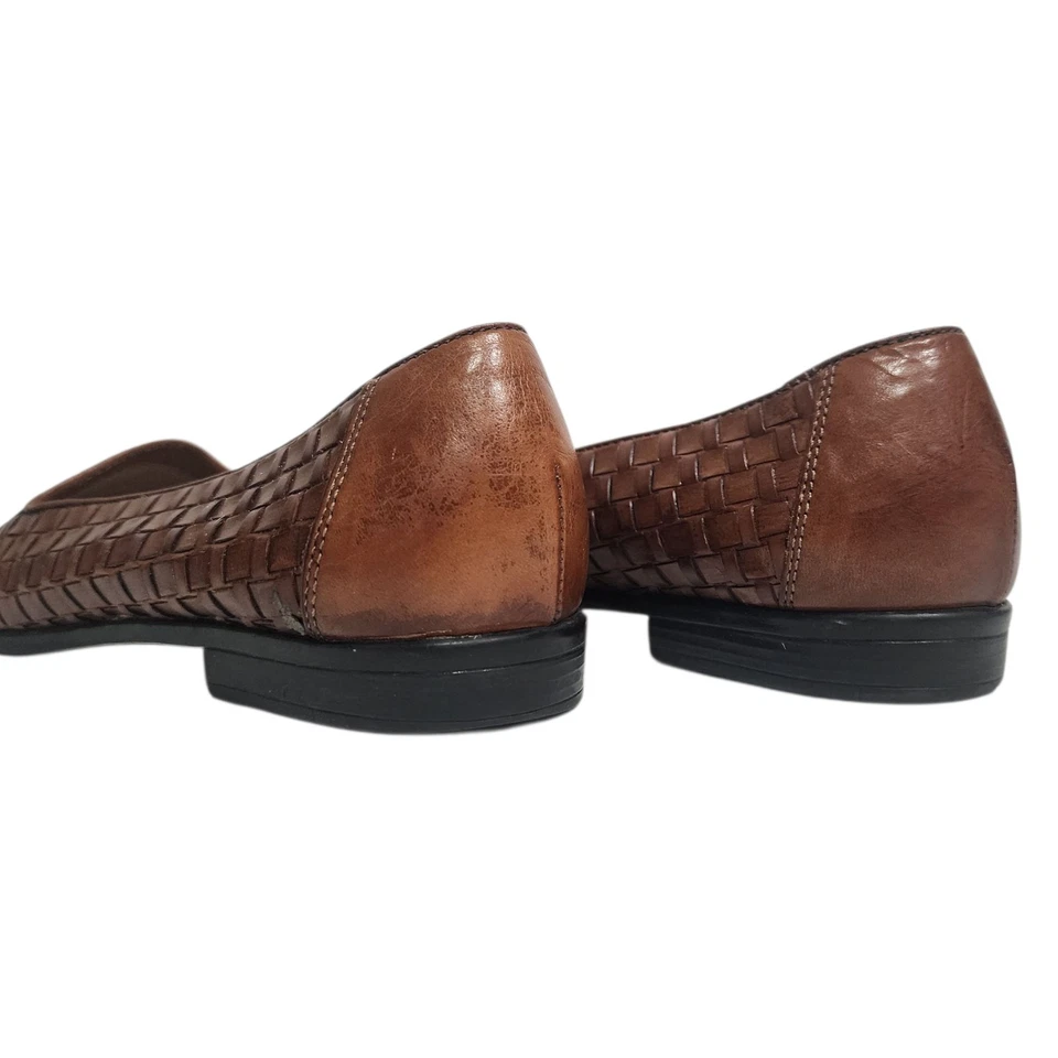TROTTERS Brown Woven Leather Loafers Flats Slip On Basketweave Liz Sz 9 S (AAA) - Image 3 of 4