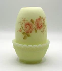 Fenton Hand-Painted Floral on Custard Glass Fairy Lamp