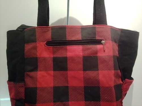 Jane Marie Buffalo Plaid Tote Bag With Two Side Pockets 14"X 14"X 7" - Picture 4 of 6