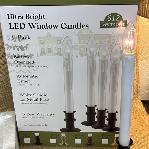612 VermontBright LED Window Candles with Timer, Battery, Metal Base Adj Black - Picture 4 of 8