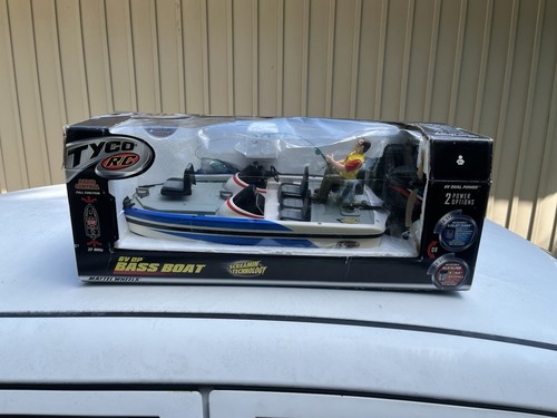 VTG 2000 Tyco RC Bass Boat Black Mattel Wheels Radio Control New In Box Free SHP