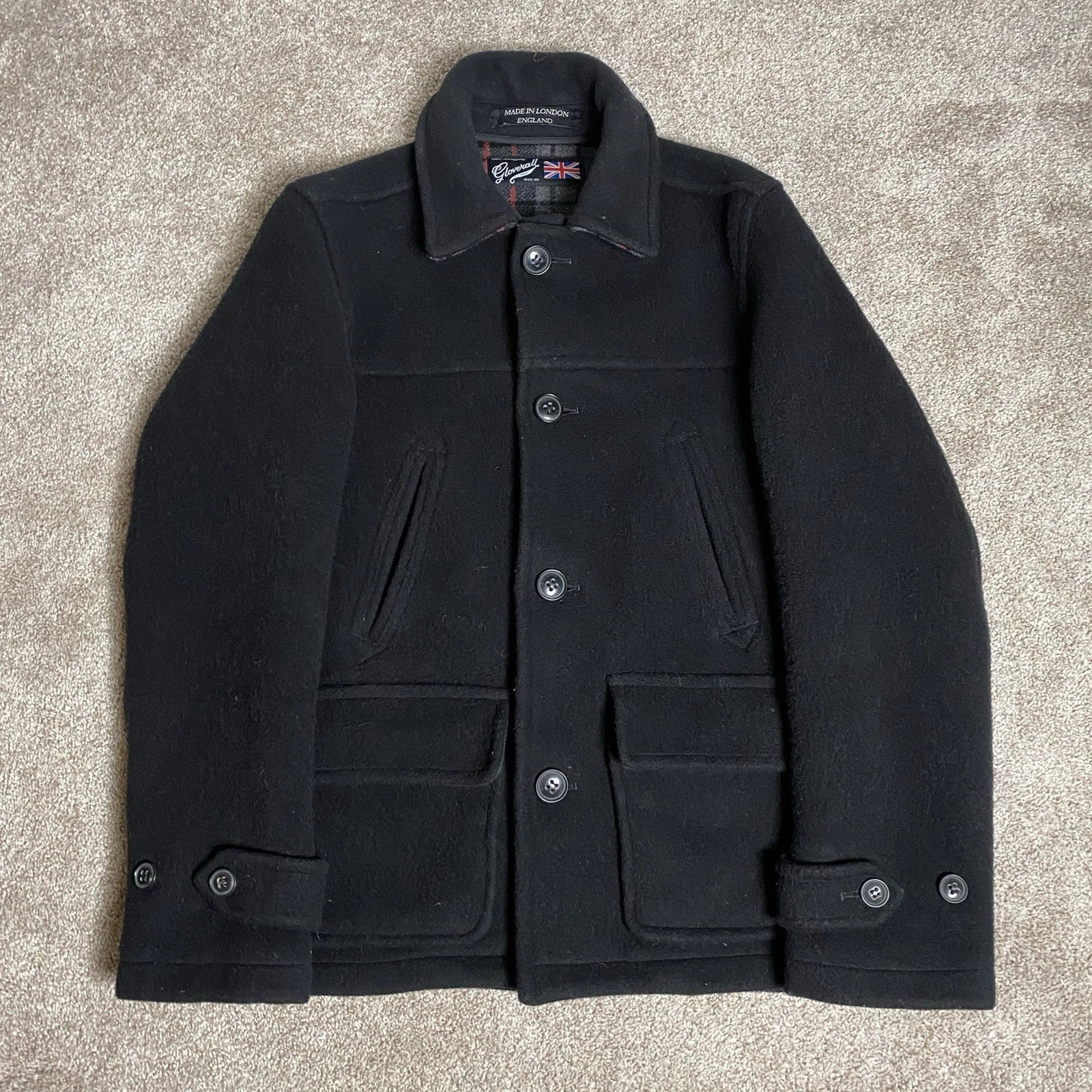 Gloverall Original English Coat Jacket Black Wool Donkey Formal Chore 36 XS - product detail image 1