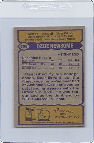 1979 Topps #308 Ozzie Newsome Browns EX/MT *14 - Picture 2 of 2