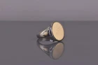Vintage Sterling Silver & 10k Well Loved 17mm Oval Signet Band Ring 925 Sz: 11