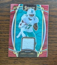 2021 Panini Select - Rookie Swatches Jaylen Waddle #RSW-JWA Red Prizm (MEM, RC)