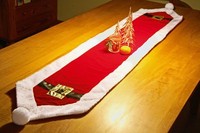TischläUfer Festlichschal Nikolaus Weihnachten Deko Idee Tischdecke Rot/Weiß