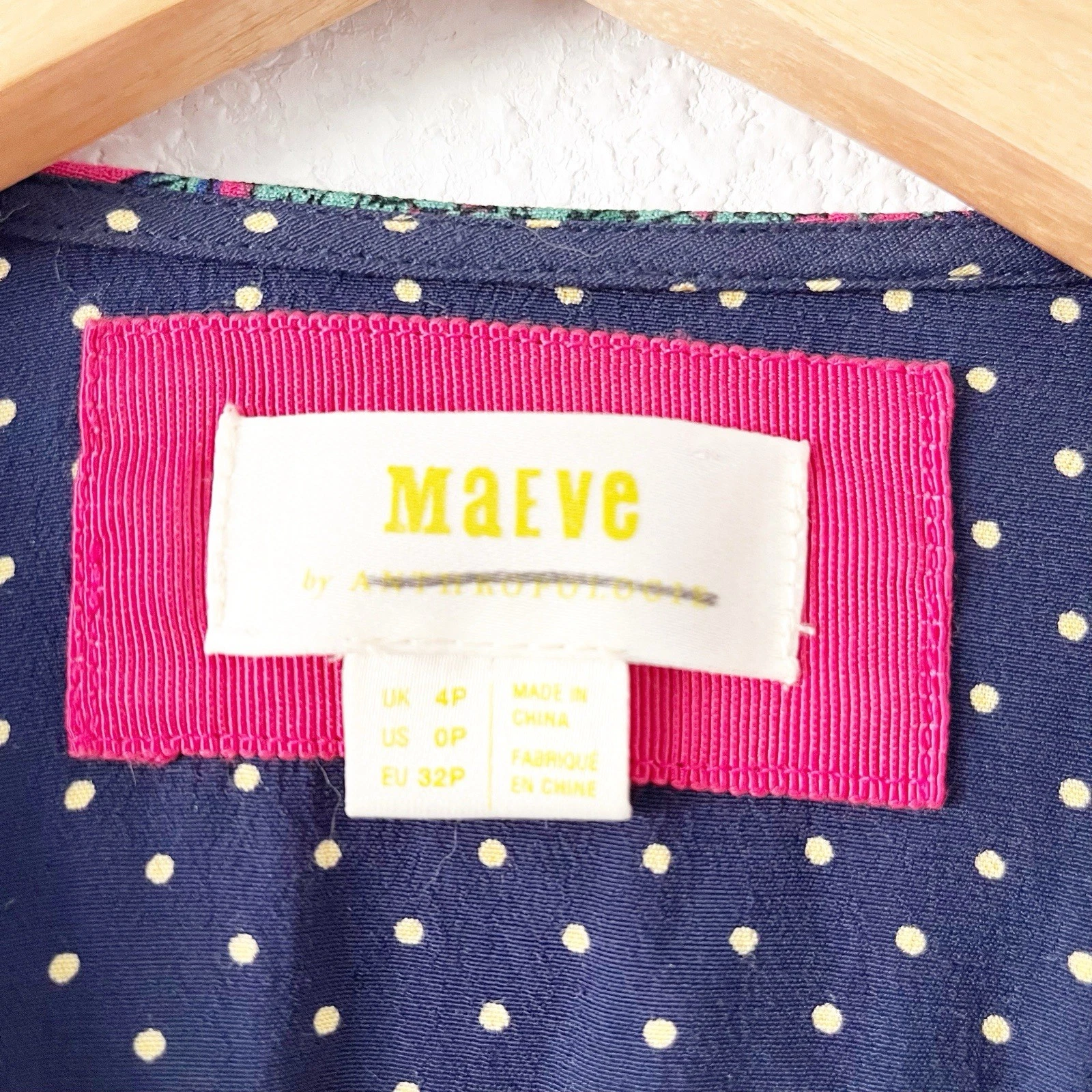 PALM ANGELS Abito Anthropologie rosa navy stampa floreale uccellino taglia 0P