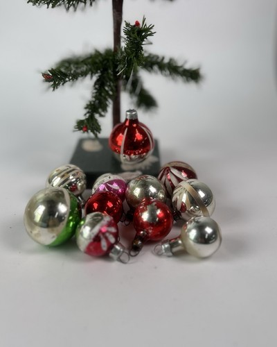 1268/25 Konvolut alter kleiner Christbaumschmuck Kugeln Federbaum - Picture 2 of 7