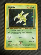 Scyther 1st Edition 10/64 Jungle Set Rare Holo WOTC Pokemon Card LP