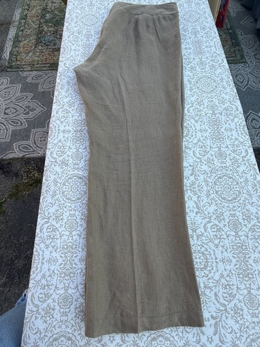 Eileen Fisher Damen Hose 18W Beige 100% Leinen Cropped Zip Fly Lagenlook LESEN - Bild 4 von 14