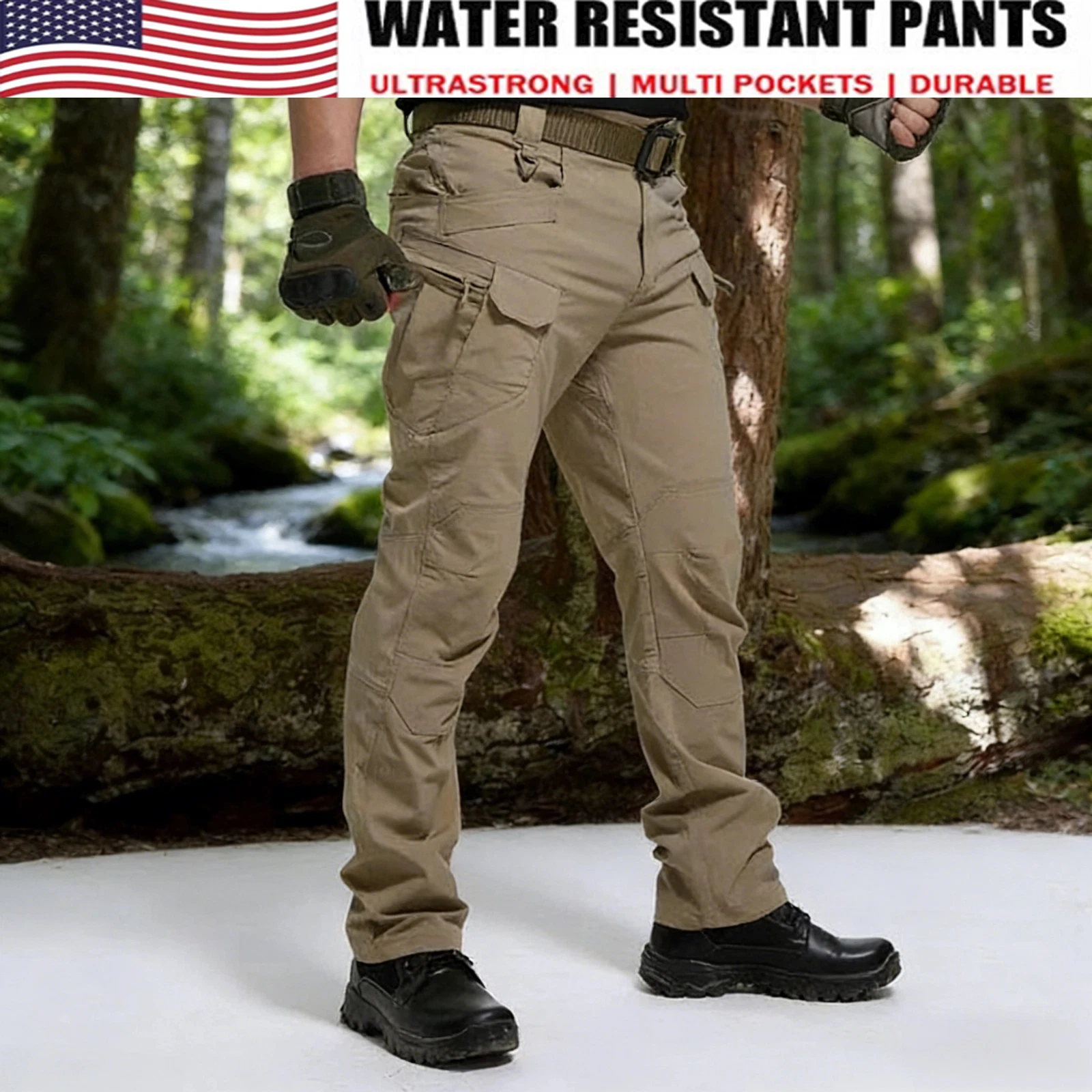 Mens Tactical Cargo Pants Soldier Straight-fit Work Combat Trousers Outdoor US