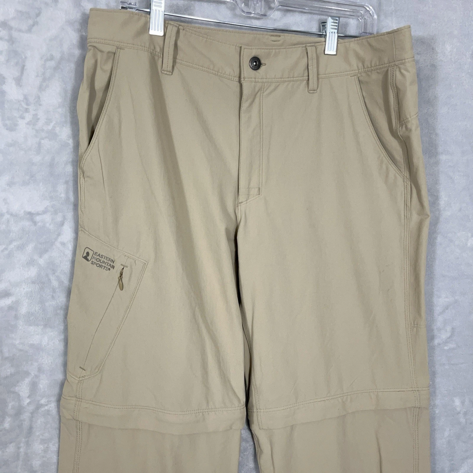 EMS Mens Performance Pants Tan Stretch Convertible Shorts Outdoors Hiking 34x32