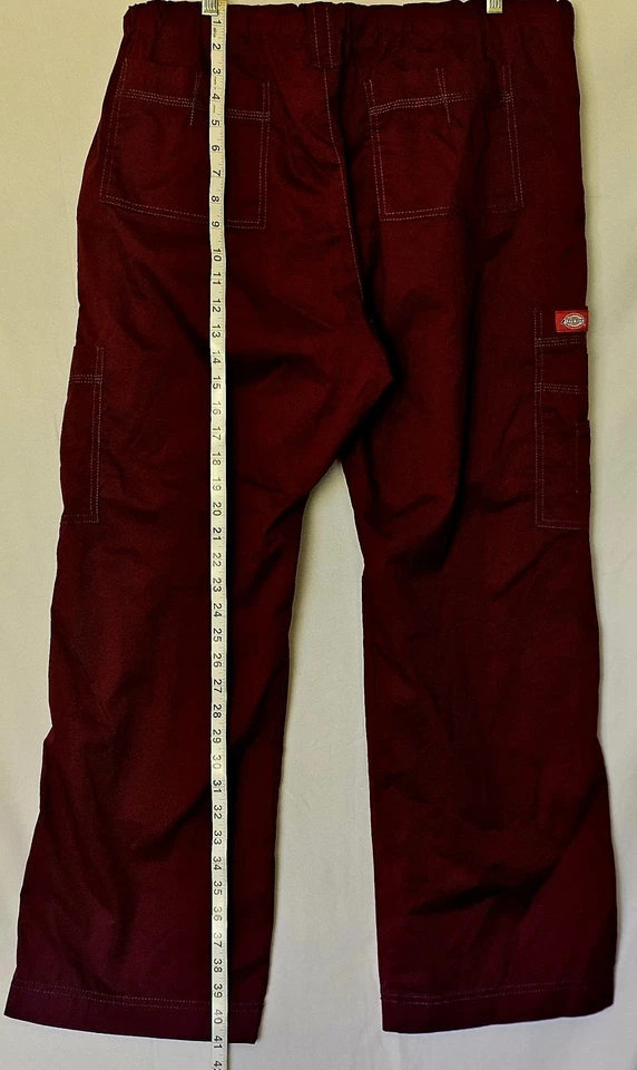 Pantalones Dickies Medical Wear Borgoña Color Vino Unisex Cintura Ajustable Talla XL Foto 3 de 4