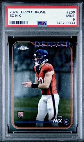Bo Nix ROOKIE CARD 2024 Topps Chrome Football #206 PSA 9 Denver Broncos