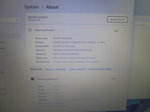 Dell Precision 7520 15.6" Intel i7-7920HQ 16GB 480GB FHD Quadro M1200 Graphics - Picture 8 of 15