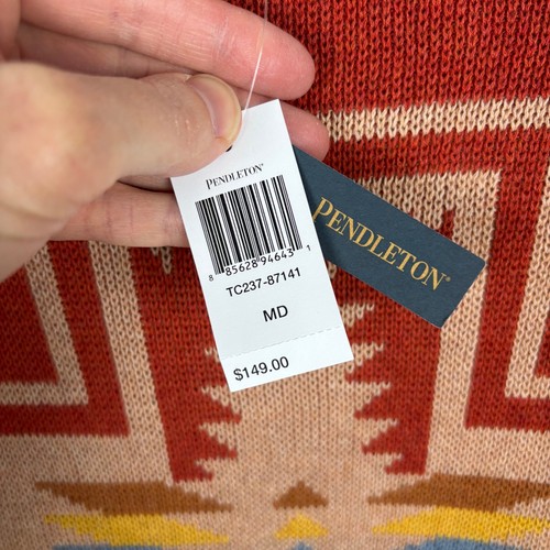 Pendleton NEW HARDING COTTON SWEATER Medium orange southwest western - Picture 10 of 12