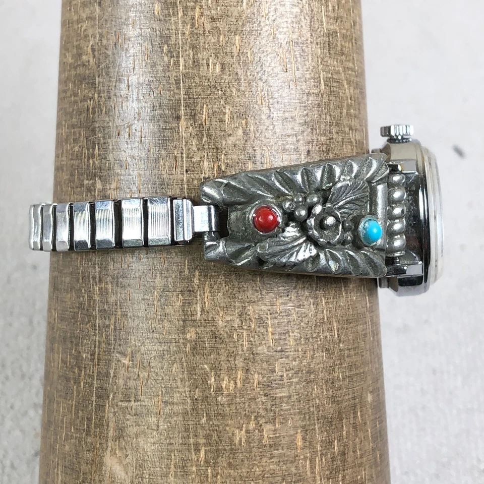 Reloj De Colección Q & Q Mejor Mujer Turquesa Plata Expansión Mecánico Cuerda 23mm 6" Foto 3 de 4