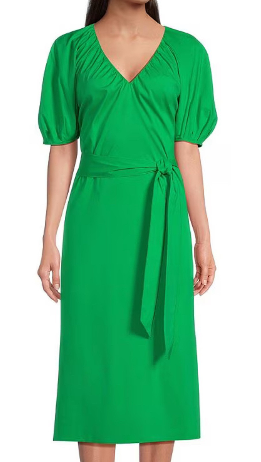 XLG Alex Marie x Brrr° Everly V-Neck Puff Sleeve Midi Dress