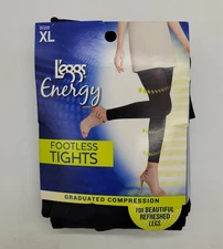 LEGGS Energy Graduated Compression Footless Tights BLACK XL