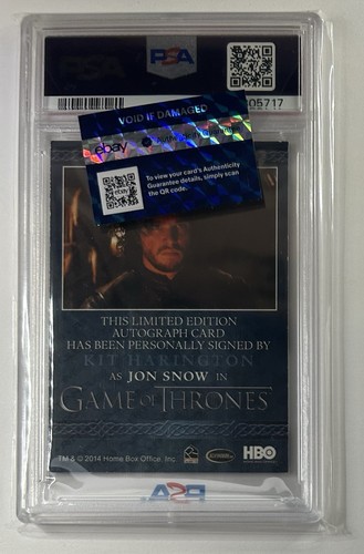 Game Of Thrones Rittenhouse Kit Harington Jon Snow 2014 Auto Autograph Card PSA - Picture 2 of 2