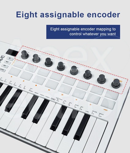 M-VAVE 25-Key MIDI Keyboard SMK-25 Ⅱ Black White Mini Portable DJ Controller Pad - Picture 7 of 15