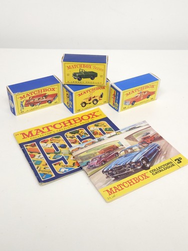 Vintage Matchbox Lesney Box Lot For Diecast Cars + 1964 & '68 Catalogue Original
