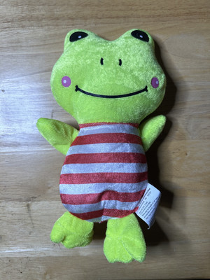 Bonita Marie Frog Plush Green Stuffed Animal Red White Striped Shirt Cute Toy