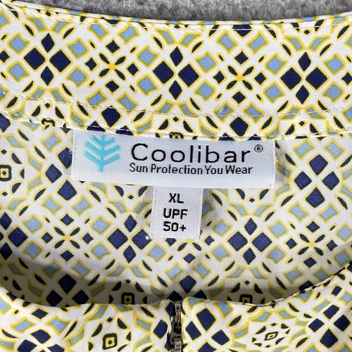 Coolibar Chamboard Tunic Top Womens XL Geometric 1/4 Zip UPF 50+ Sun Long Sleeve - Picture 6 of 7