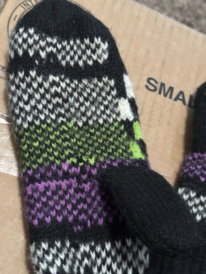 复古 70 年代北极猫黑色丙烯酸手套连指手套女式棋盘雪地摩托车 — 第 3/4 张图片