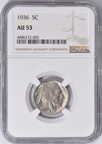 1936  BUFFALO  NICKEL  -  NGC  GRADED  AU  53
