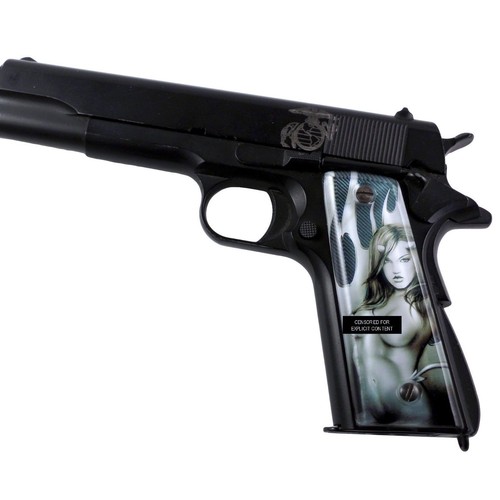 Custom 1911 Magwell ambi & non-ambi fit SPD Acrylic Grips Devil Girl - Picture 2 of 2