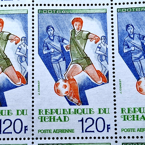 Chad 1977 - MNH - Soccer - Air mail - Full Sheet - 120 Frank - Folded Once - Picture 2 of 4