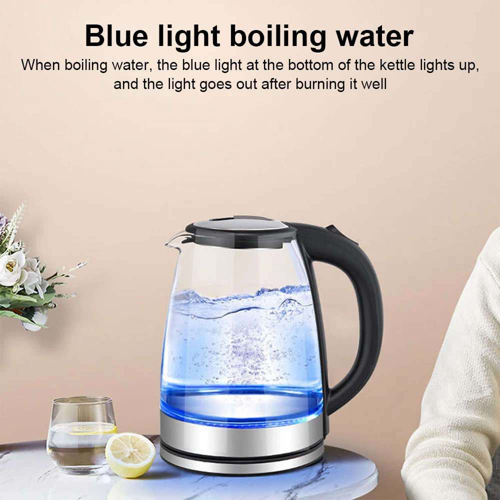 1L Electric BPA-Free Glass Kettle, Cordless 360°, Blue LED , Auto Shut-Off