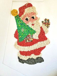 Vintage Christmas Santa Clause Melted Popcorn Plastic Decoration