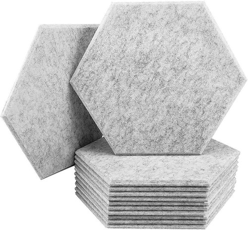 1 / 12x Self-adhesive Sound Absorbing Wall Panel Hexagon Studio Acoustic Panels - Picture 5 of 27
