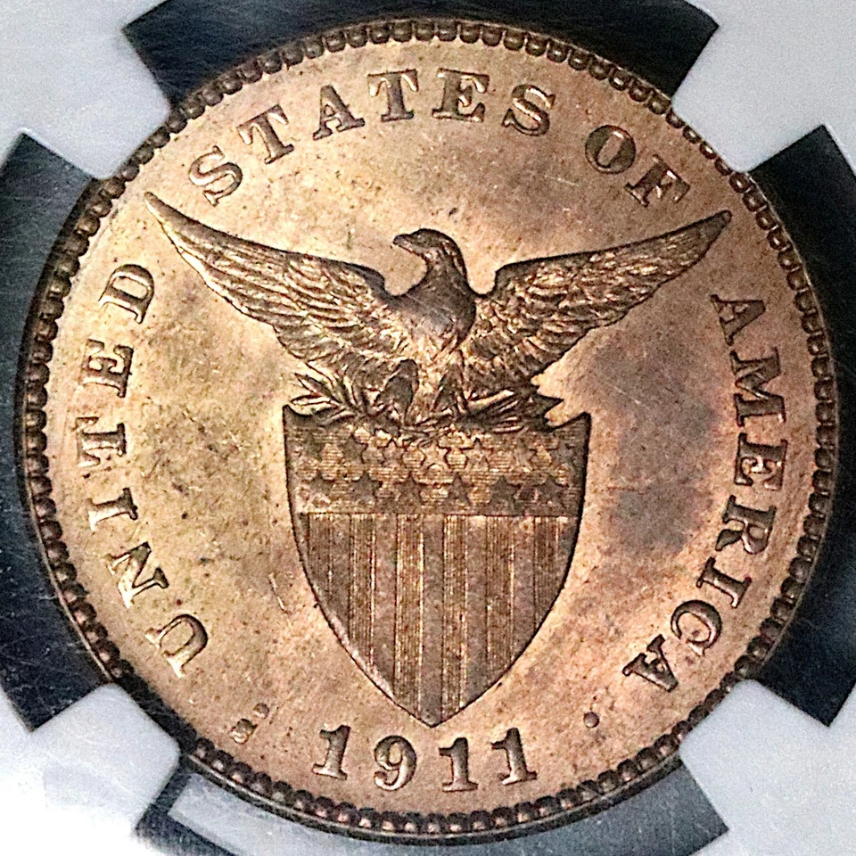 1911-S NGC MS 64 RB Philippines 1 Centavo San Francisco Mint Coin (25061502C) - Image 2 of 4