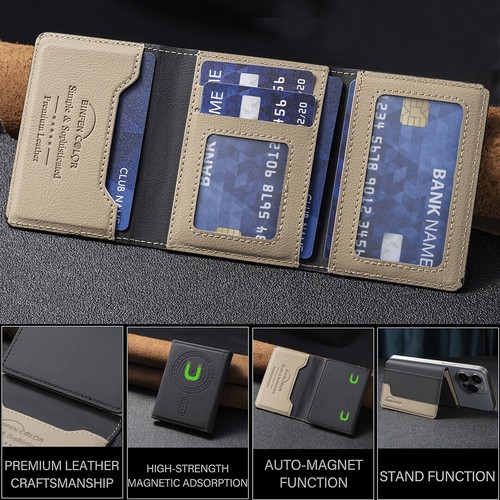 For Universal Phone with Flip Leather Card Holder Sleeve Magnetic Back Wallet - Picture 33 of 83