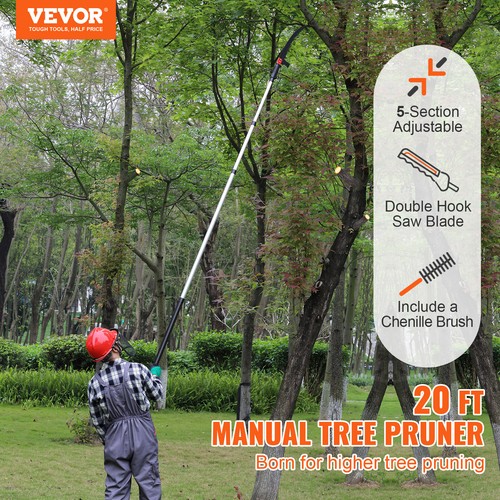 VEVOR Manual Pole Saw Extendable Tree Pruner 1.5 m-6.1 m Aluminum Alloy Pole - Picture 2 of 12