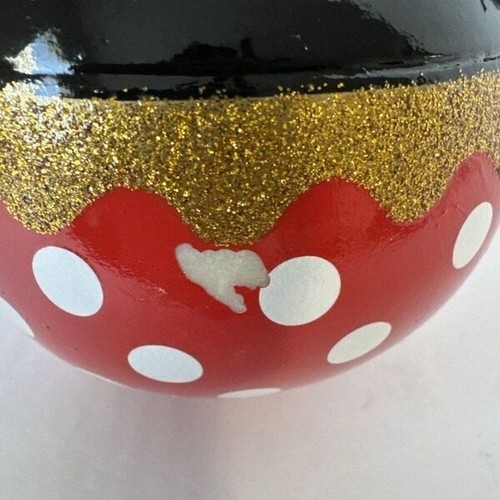 Disney Minnie Mouse Zahnbürstenhalter rot gepunktet gold Glitzer Keramik - Bild 2 von 7