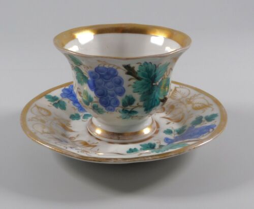 Prag Sammeltasse und Untertasse Weintrauben Gold um 1900 - Bild 4 von 6