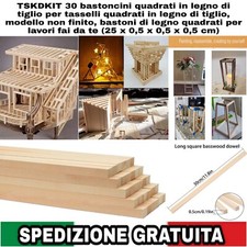 30 Bastoncini Quadrati in Legno Di Tiglio per Tasselli Quadrati in Legno 