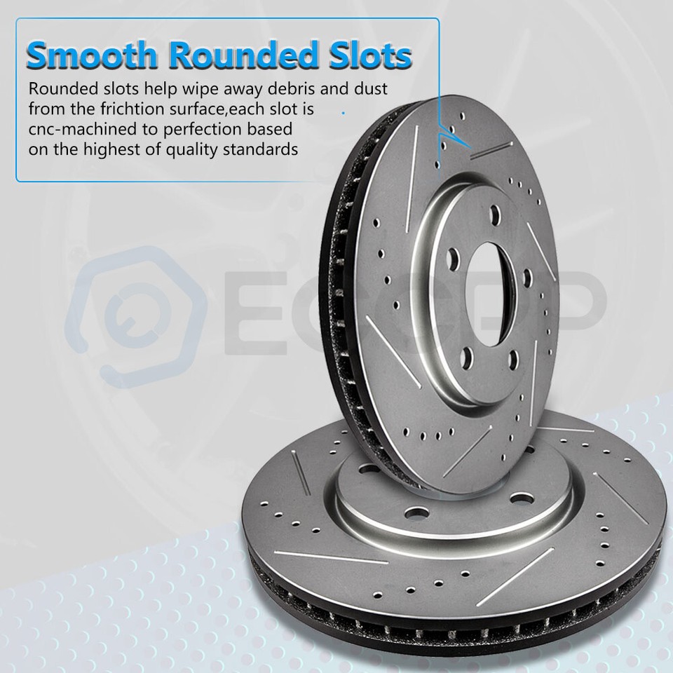 Front And Rear Drilled & Slotted Brake Rotors For 2002 2003 2004 Honda