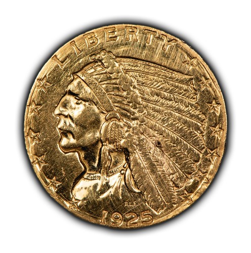 1925-D G$2.50 Indian Head Gold Quarter Eagle - AU Dets - SKU-G2826 - Picture 2 of 6