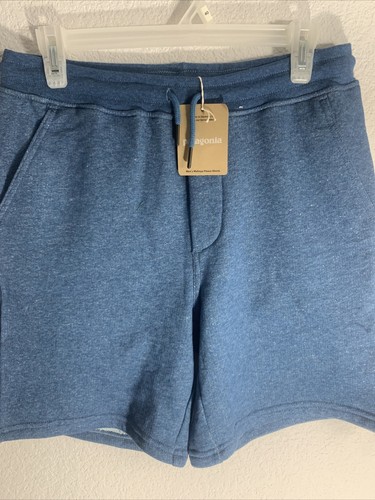 New Patagonia Men's S Mahnya Fleece Shorts 7 inch Wavy Blue Organic Cotton - Picture 2 of 5