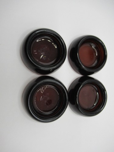 Four Hazel Atlas Amber Furniture Coasters Castor Cups 2 3/8" Across 2" Opening - Picture 17 of 21
