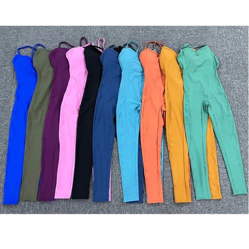 Women Athleisure Fitness Bodysuit Backless One Piece Yoga Jumpsuit Sports Gym Wo - Picture 5 of 120