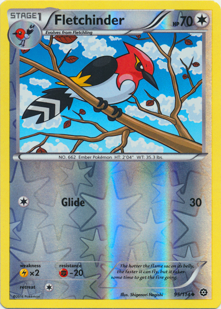 Fletchinder 95/114 XY Steam Siege REVERSE HOLO MINT! Pokemon
